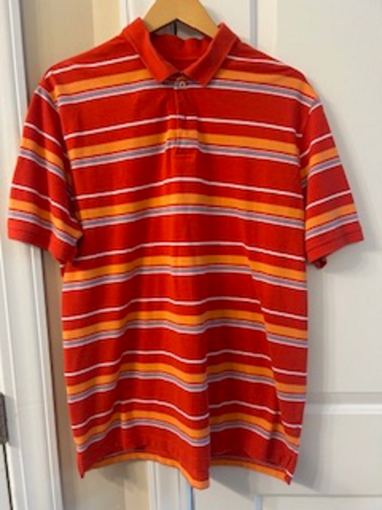Men's Short Sleeve Shirt Saddlebred Large Orange Multicolor